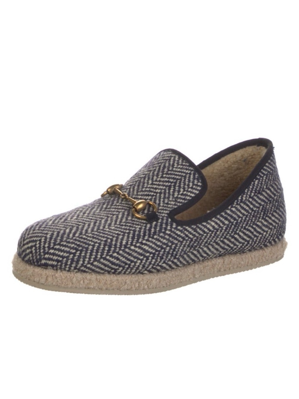 Gucci Men's Fria Loafer Espadrille Wool Tweed Blue Shoes Gucci Size 7 / US 7.5